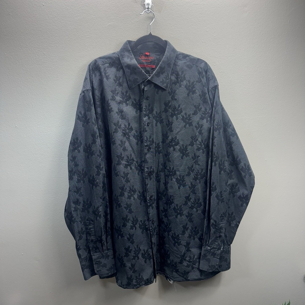 Luciano Visconti 3X Black Floral Pattern Long Sleeve Button Down Shirt